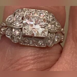 SOLD Antique Platinum Old European Cut 1.25 Carat Center Plus Accents